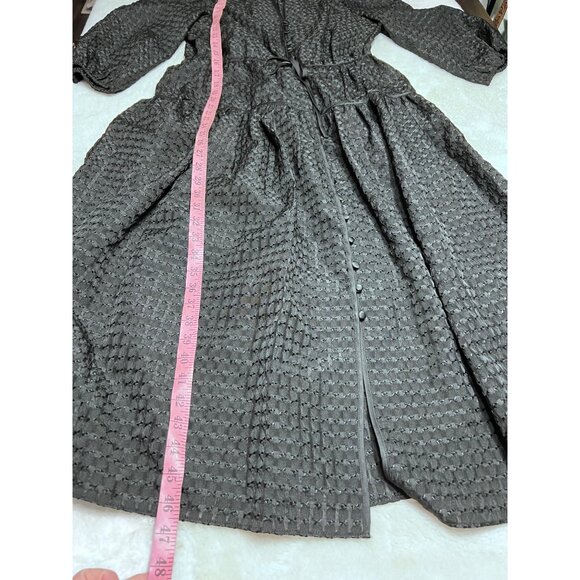 Shoshanna Teagan jet black tiered Aline stitched midi dress women size 10 - Picture 8 of 8